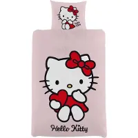 Licens Hello Kitty sängset - 100% bomull - Barnsängset 140x200 cm - Ljusrosa
