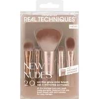 Real Techniques , Ny Nudes 2.0, On-The-Glow Mini borsteuppsättning + spegelkompatibel, 6 stycken