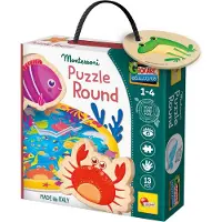 Lisciani Montessori Rund Hav Med 6 Trä Djur Pussel 6 Bitar