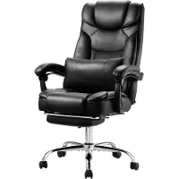 Vevor Executive Chair, Kontorsstol med hög rygg, fotstöd och ländkudde, Ergonomisk skrivbordsstol 135° lutbar och justerbar höjd, Snurrstol i PU-läder för arbete, studier, spel, svart