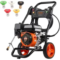 Vevor Gasdriven högtryckstvätt, 3400 PSI 2.6 GPM, bensindriven högtryckstvätt 10L/min med aluminiumpump, sprutpistol och förlängningsstav, 5-munstyckssats, för bilar, staket, hem, uppfarter, uteplatse