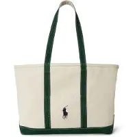 Ralph Lauren för män. 405P02124005 Totebag i canvas med Big Pony beige, grön (OSFA), Casual, Bomull