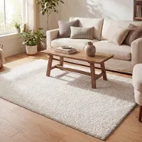NATURL. Fluffig matta | Lofty gräddvit/vit hos Volero | 120x170 cm | Polypropen | Enfärgad | Rektangulär | Hög lugg