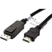 Value DisplayPort Anslutningskabel DisplayPort-kontakt, HDMI-A-kontakt 2.00 m Svart 11.99.5781 Skärmad DisplayPort-kabel