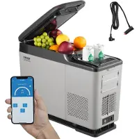 Vevor Bilkylskåp, 12 Volt Bilkylskåp med Armstöd, 15 L Bärbar Frys med En Zon, Justerbart Temperaturområde -4℉-68℉, 12/24V DC och 100-240V AC Kompressorkylare för Utomhus, Camping