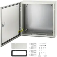 Vevor NEMA stålkapsling, 40x40x15 cm NEMA 4X stålelbox, IP66 vattentät och dammtät, kopplingsdosa för utomhus-/inomhusbruk, med monteringsplatta
