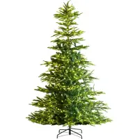 Julgran, 2,1 m förbelyst konstgjord julgran, hel julgran med 700 varmvita LED-lampor, 1319 grenar, metallbas för hemmafest och kontorsdekoration