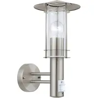 Eglo Utomhusvägglampa Lisio, rostfritt stålfärgad, höjd 36 cm, sensor Lisio, Aluminium / grå / zink, Rostfritt stål, Utomhusvägglampa