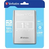 Verbatim 1TB Store 'n' Go 2,5" Silverfärgad extern hårddisk med USB 3.0