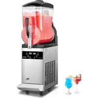 Vevor Kommersiell Slushmaskin, 12L Frysta Dryckesmaskin med En Tank, 48 Koppar Rostfritt Stål Margarita Smoothie Frysta Dryckesmaskin, Slushmaskin för Hemmafester Restauranger Caféer Barer