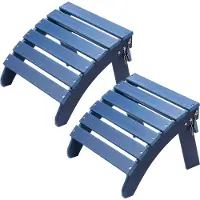Vevor Adirondack fotpall, set om 2, 46,8 cm, hopfällbar Adirondack fotpall i HDPE-plast, väderbeständig fotstöd för Adirondack-stol, används för utomhusveranda, pool, gräsmatta, bakgård, blå