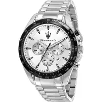 Maserati Traguardo 45 Mm Chr W/silver Dial Br Ss Klocka
