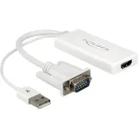 DeLOCK 62460 VGA / USB / HDMI Adapter [1x VGA hane, USB 2.0 A hane - 1x HDMI hona] Vit 25.00 cm