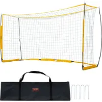 Vevor Bärbart fotbollsmål, 12x6 fot Vuxna Barn Träningsnät, Stort Träningsnät, Stålfiberstruktur Träningsmål Set, Allväders Fotbollsmål Utomhus med Bärväska, Gul
