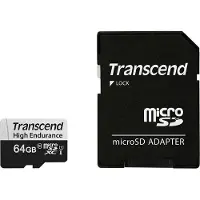 Transcend High Endurance 350V microSDXC-Kort 64 GB Class 10, UHS-I inkl. SD-adapter