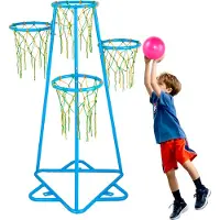 Vevor Barnbasketkorg, 4 basketkorgar för barn, bärbart basketställ med justerbara höjder och 3 bollar, inomhus- och utomhusbasketleksak för barn i alla åldrar, pojkar och flickor
