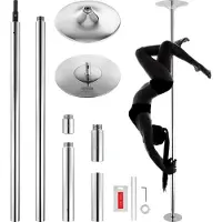 Vevor Professionell dansstång, bärbara dansstänger, 225-280 cm, silver, avtagbara träningsstänger för fitness, justerbar höjd, 45 mm kraftigt stål, spinning och statisk, kapacitet 180 kg