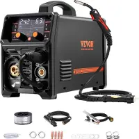 Vevor Pro MIG-svets, 200Amp Pluse MIG-svetsmaskin, 5-i-1-svetsmaskin MIG Pluse/Gas MIG/Flux Core MIG/Stick/Lift TIG med IGBT-inverterteknik och LCD-skärm