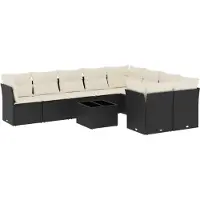 vidaXL Loungegrupp 10 delar med svarta dynor konstrotting