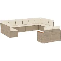 vidaXL Soffgrupp för trädgården 12 delar med dynor beige konstrotting