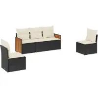 vidaXL Loungegrupp för trädgården med dynor 5 delar svart konstrotting
