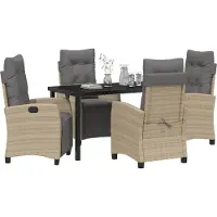 vidaXL Trädgårdsmöbelset med kudde 5 pcs Beige konstrotting