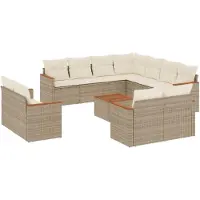 vidaXL Soffgrupp för trädgården 12 delar med dynor beige konstrotting