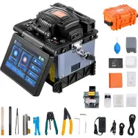 Vevor Fiberfusionsskarv 6 motorer, kärnjustering fiberoptisk skarv 6s skarvning och 13s uppvärmning, fiberskarvmaskin med 5" pekskärm, 3-i-1 fiberhållare, 7800mAh batteri för SM MM DS NZDS