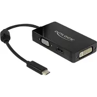 DeLOCK USB 2.0 Adapter [1x USB-C hane - 1x VGA hona, HDMI hona, DVI-hona 24+5 pol] 63925 0.13 m