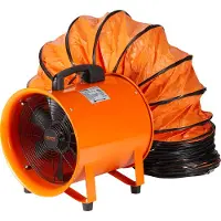 Vevor Bärbar Ventilator, 203,2 mm Kraftig Cylinderfläkt med 5 m Kanalslang, 145 W Stark Verkstadsavgasfläkt 1020 CFM, Industriell Utsugning av Damm, Rök, Rök Hem/Arbetsplats