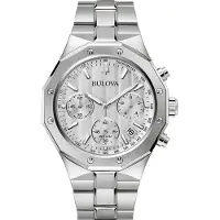 Bulova Classic Precisionist Kronograf Rostfritt Stål Silverurtavla Kvarts 96B408 100M Herrklocka silver