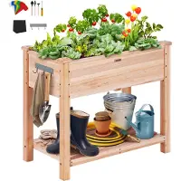 Vevor Upphöjd trädgårdsbädd, 89 x 43 x 76 cm träplanteringslåda, upphöjda utomhusplanteringslådor med ben, för odling av blommor/grönsaker/örter i trädgården/uteplatsen/balkongen, Burlywood