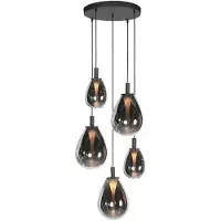 Mexlite Hänglampa Glimsy, dimbar, Aluminium / grå / zink, Vardagsrum / matsal, Glas, Pendellampa
