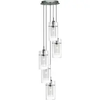 Searchlight Glas pendellampa Duo, dimbar, Förkromad / silver, Vardagsrum / matsal, Metall, Modern, Pendellampa