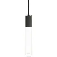 Licht-Erlebnisse Glasrör pendellampa Cylinder 7864 för hall svart transparent