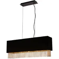 Searchlight Hänglampa Fringe, dimbar, Svart, Vardagsrum / matsal, Textil / tyger / siden, Pendellampa