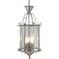 Searchlight Glas pendellampa Bevelled Lantern, dimbar, Förkromad / silver, Vardagsrum / matsal, Metall, Pendellampa