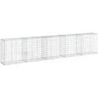 vidaXL Gabionkorg med skydd 500x50x100 cm galvaniserat järn