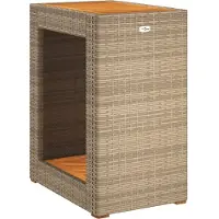 vidaXL Trädgårdsbord med träskiva beige 60x40x75 cm konstrotting