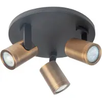 Highlight Takspotlight Halo, svart/mässing brännlackerad Ø 25 cm 3-ljus. dimbar, Svart, Vardagsrum / matsal, Metall, Modern