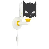 DALBER vägglampa Dark Hero med stickpropp, vit/svart, Svart, Barnrum, Syntetmaterial, Vägglampa, vägglampa inomhus