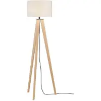 FISCHER&HONSEL GMBH Golvlampa SHINE-WOOD, Creme / bärnsten, Vardagsrum / matsal, Textil / tyger / siden, Golvlampa