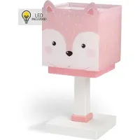 DALBER Bordslampa Little Fox, Violett / rosa / rosè, Barnrum, Syntetmaterial, Bordslampa
