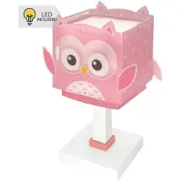 DALBER Bordslampa Little Pink Owl, Violett / rosa / rosè, Barnrum, Syntetmaterial, Bordslampa