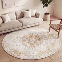 FRAAI Rund vintage matta | Lago gul hos Volero | Ø 240 cm | Bomull | | Rund | Plattvävd