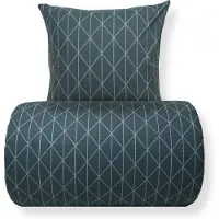 Borg Living Dubbelt bäddset 200x200 cm - 100% bomull - Vändbart med grönt harlequinmönster