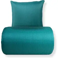 In Style Dubbelt påslakanset 200x220 cm - mikrofiber - enfärgat med petrolfärgade ränder