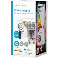 Nedis SmartLife - LED-spotlight - form: PAR16 - GU10 - 4.9 W (motsvarande 40 W) - klass G - RGB/varmt till kallt vitt ljus - 2700-6500 K
