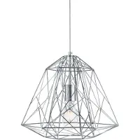 Searchlight Hänglampa Geometric Cage, dimbar, Förkromad / silver, Vardagsrum / matsal, Metall, Modern, Pendellampa