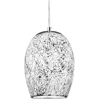 Searchlight Glas pendellampa Crackle, dimbar, Förkromad / silver, Vardagsrum / matsal, Glas, Modern, Pendellampa